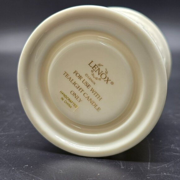 Lenox Ivory Porcelain Tealight Holder Perforated With Gold Trim DH1349 - Picture 6 of 8